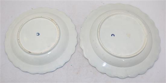 Two Worcester polychrome plates, c.1780, 19.5cm and 22cm